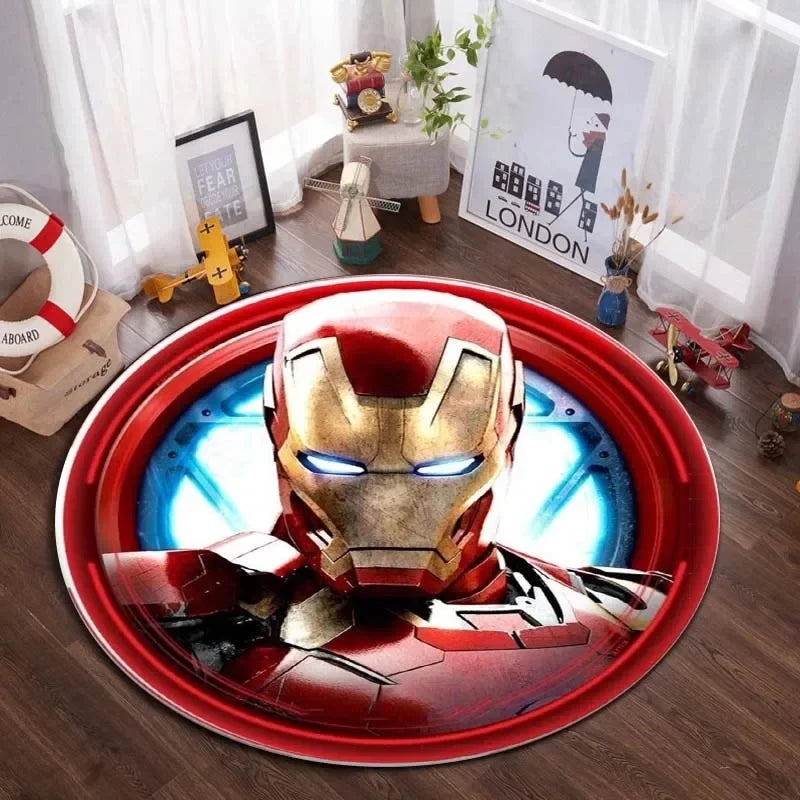 Navak Carpet Daily Picks DISNEY Marvel The Avengers Round Carpet Anime Rug Non-Slip Play Mat Cute Floor Rugs For Living Room Bedroom Kids Mats