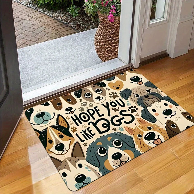Navak Carpet 1 piece warm and cute dog element doormat - non-slip and soft with playful cartoon dog pattern, suitable for indoor/outdoor use