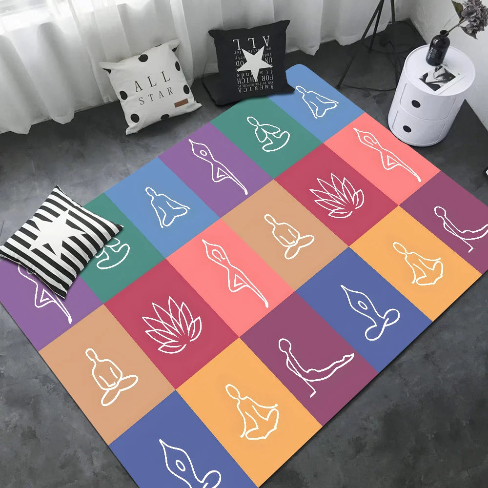Navak Carpet Rainbow 7 Chakra Mandala Bohemia Yoga Door Mat Washable Non-Slip Living Room Sofa Chairs Area Mat Kitchen Welcome Doormat