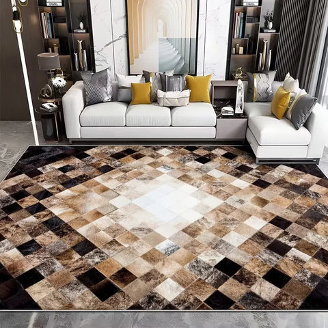 Navak Carpet Modern Imitation Cowhide Luxury Living Room Carpet Sofa Area Rugs Bedroom Large Decorative Rug Washable Porch Anti-Slip Mat