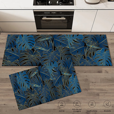 Navak Carpet Green Leaves Kitchen Mat Surface Absorbent Doormat Rug Drying Non-Slip Bathroom Entrance Carpet High Quality Large Washable Mats