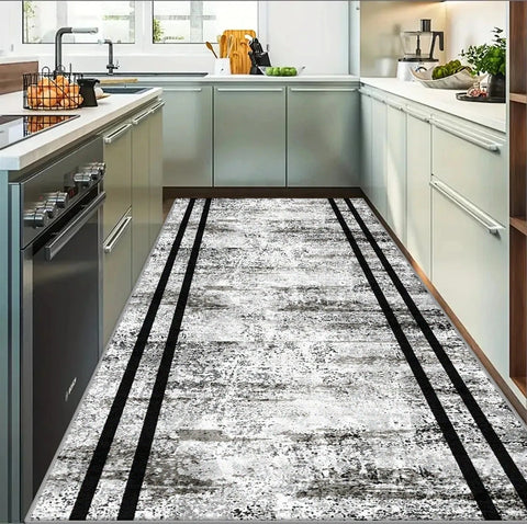 Navak Carpet Modern Geometric Corridor Carpet Kitchen Decor Non-slip Runner Rugs Bathroom Passageway Entrance Door Mat Hotel Lobby Long Rugs