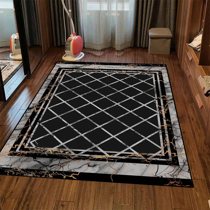 Navak Carpet Retro Luxury Black Washable CARPET FOR LIVE ROOM Oriental Chinese Style Soft Non-slip Rug Bedroom Flannel Mat for Children Room