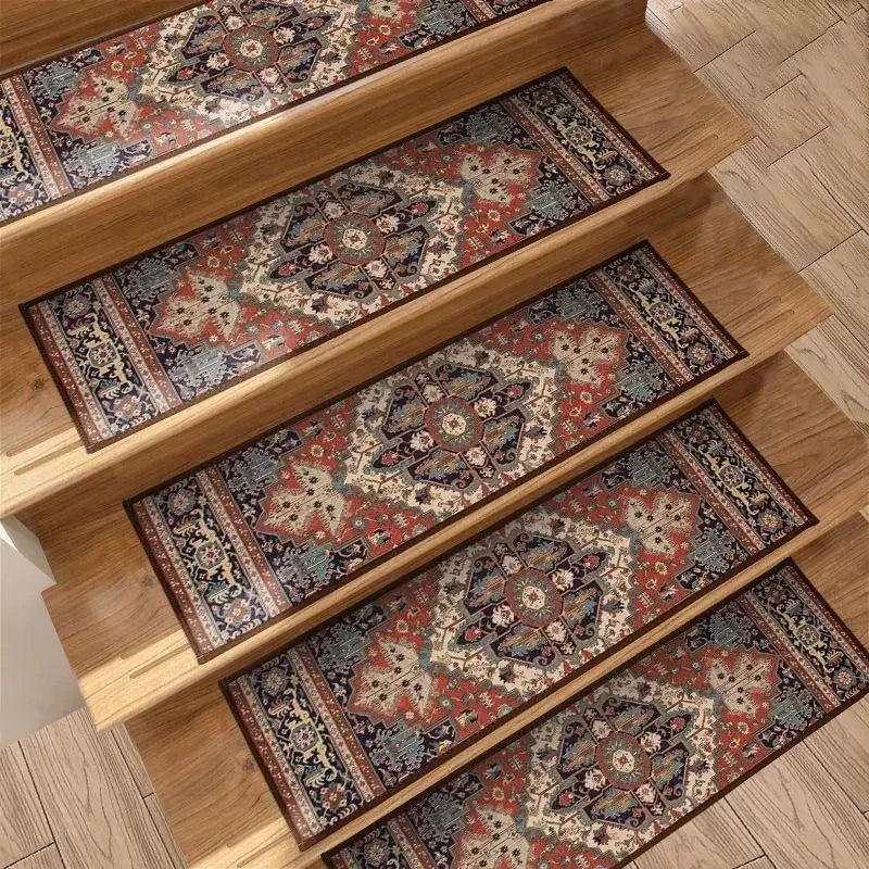 Navak Carpet 10Pcs Stair Treads Carpet Non-Slip Indoor Stair Mat Runners for Wooden Steps Protection Rug Cover Pads Staircase for Kids Elders
