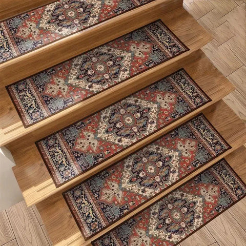 Navak Carpet 10Pcs Stair Treads Carpet Non-Slip Indoor Stair Mat Runners for Wooden Steps Protection Rug Cover Pads Staircase for Kids Elders