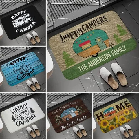 Navak Carpet Happy Campers Rug Non-slip Floor Mat Machine Washable Entrance Carpet for Hallway Bedroom Kitchen and Home Accessories Decor