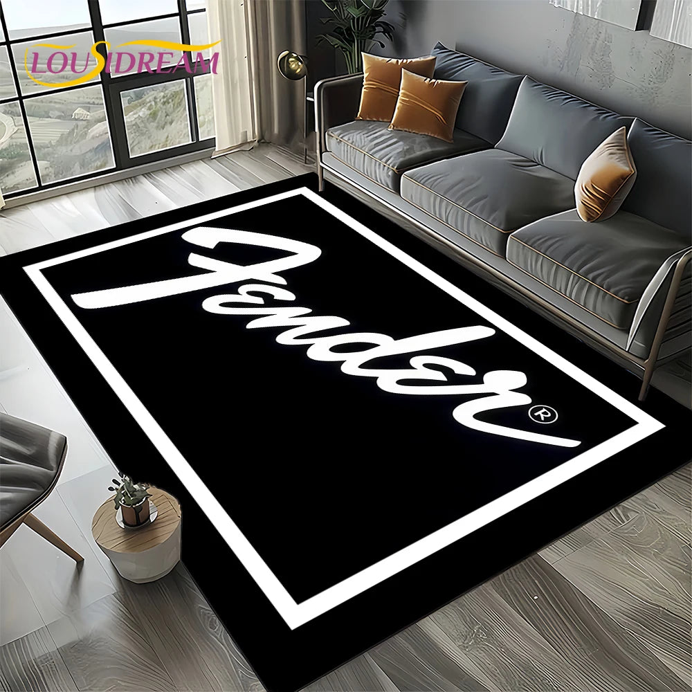 Navak Carpet 27 Style New 3D Fender Retro Guitar Instruments Music Carpet Rug for Living Room Bedroom Home Sofa Decoration,Non-slip Floor Mat