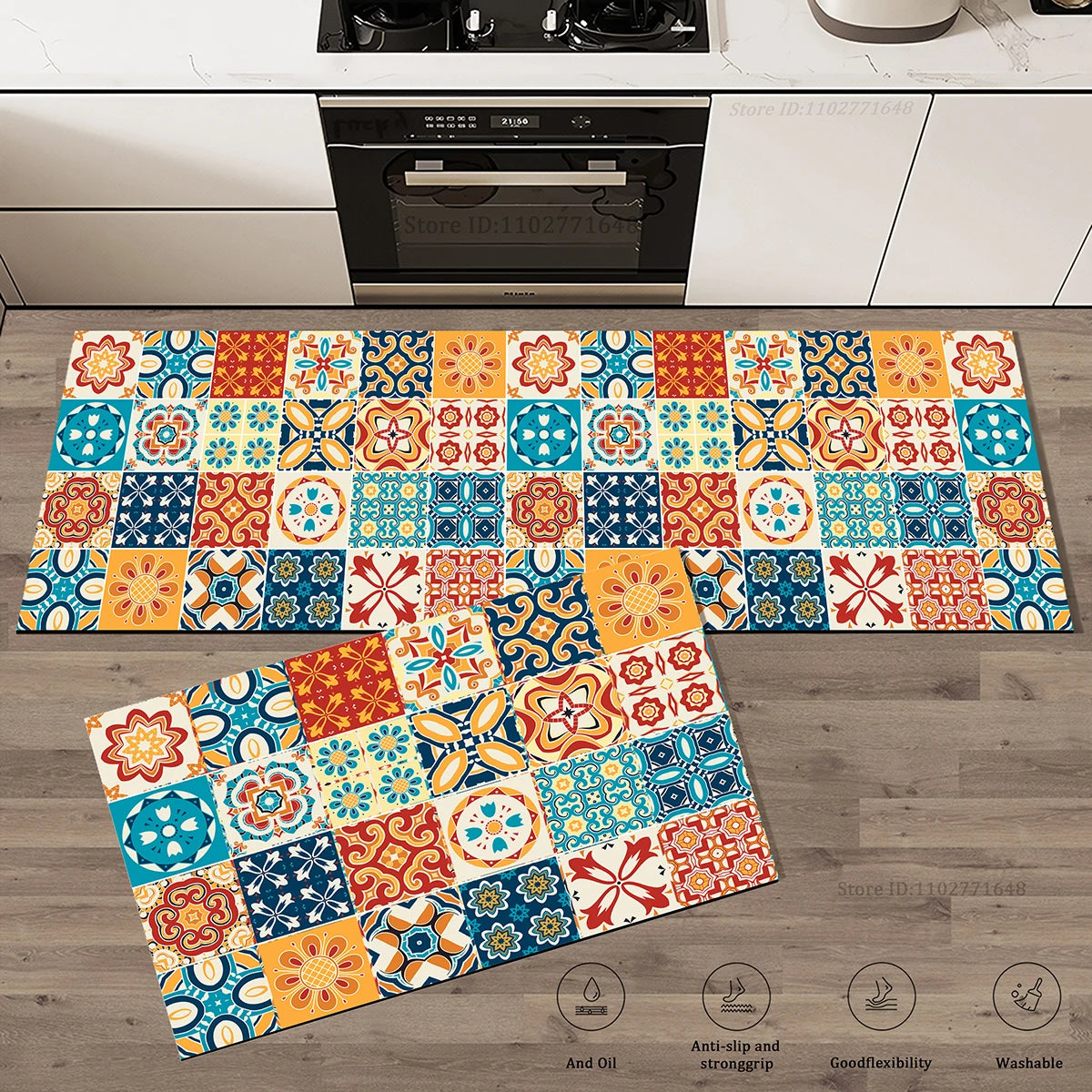 Navak Carpet Flowers Colorful Non-Slip Kitchen Carpet Washable Floor Mat Dual Surface Absorbent  Doormat Rug Entrance Large Long Quality Mat