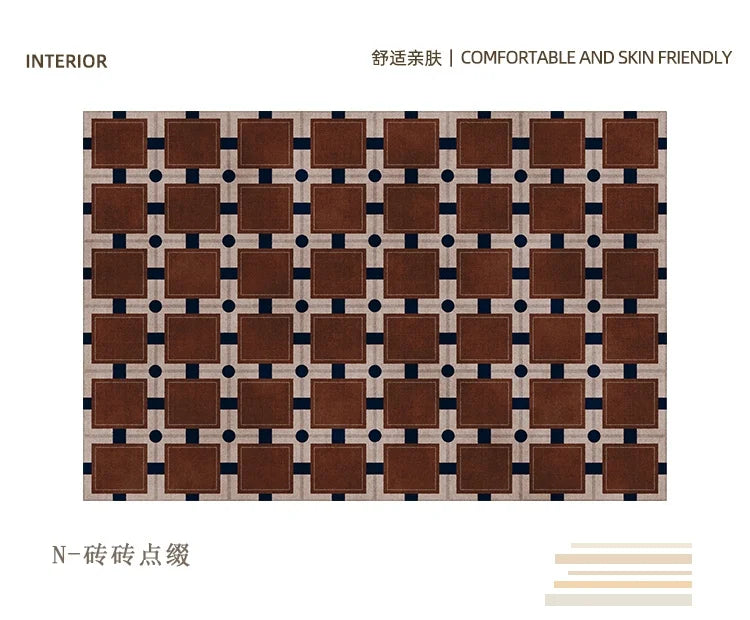 Navak Carpet Retro Luxury Rugs for Bedroom Thick Plush Bedside Rug Large Area Living Room Decoration Checkerboard Carpet Home Fluffy Soft Mat