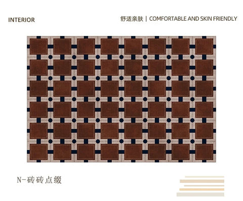 Navak Carpet Retro Luxury Rugs for Bedroom Thick Plush Bedside Rug Large Area Living Room Decoration Checkerboard Carpet Home Fluffy Soft Mat