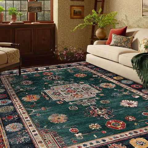 Navak Carpet Persian Retro Rugs for Living Room Christma Decoration Home Sofa Area Plush Carpet Bedroom Bedside Non-slip Washable Foot Mat