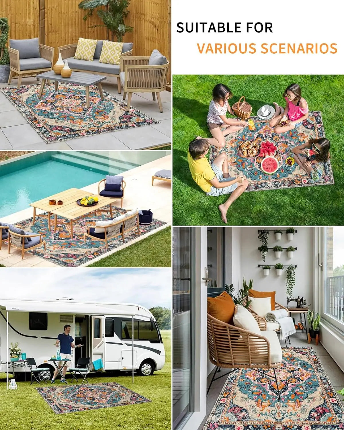 Navak Carpet Exclusive Picks Summer Outdoor Carpet, American Retro Living Room Floor Mat, Terrace Camping Rv, Field Mat, Home Decoration