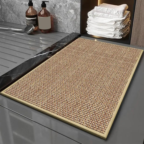 Navak Carpet Floor Mat Non Slip Washable Entryway Rug Water Absorbent Quick Drying Bathroom Mat Durable Braided Texture Plush Entryway Rug