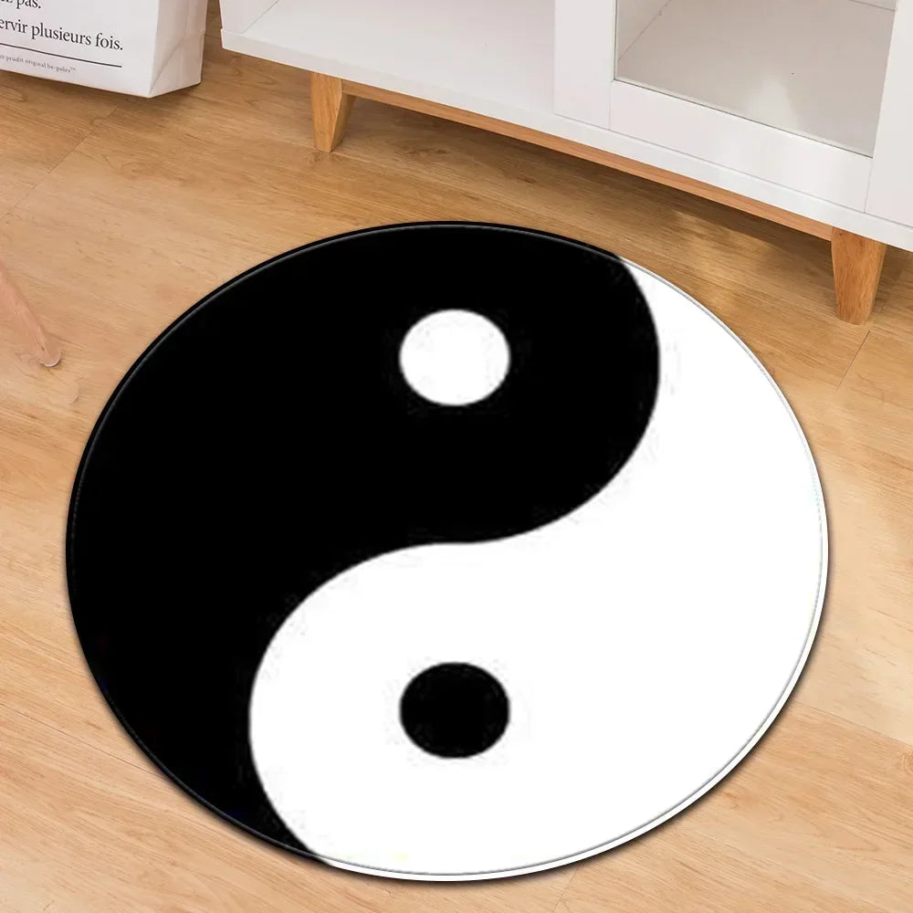Navak Carpet Yin Yang Tai Chi Round Carpet Flower of Life Gym Carpets Circle Rug Indian Buddha Yoga Meditation Mats Non-slip Chair Mat Decor
