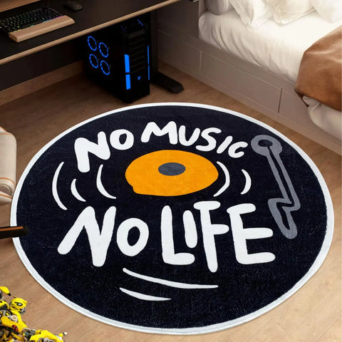 Navak Carpet Round CD Carpet Music Records Area Rug Modern Letter Floor Carpet Non Slip Area Rugs