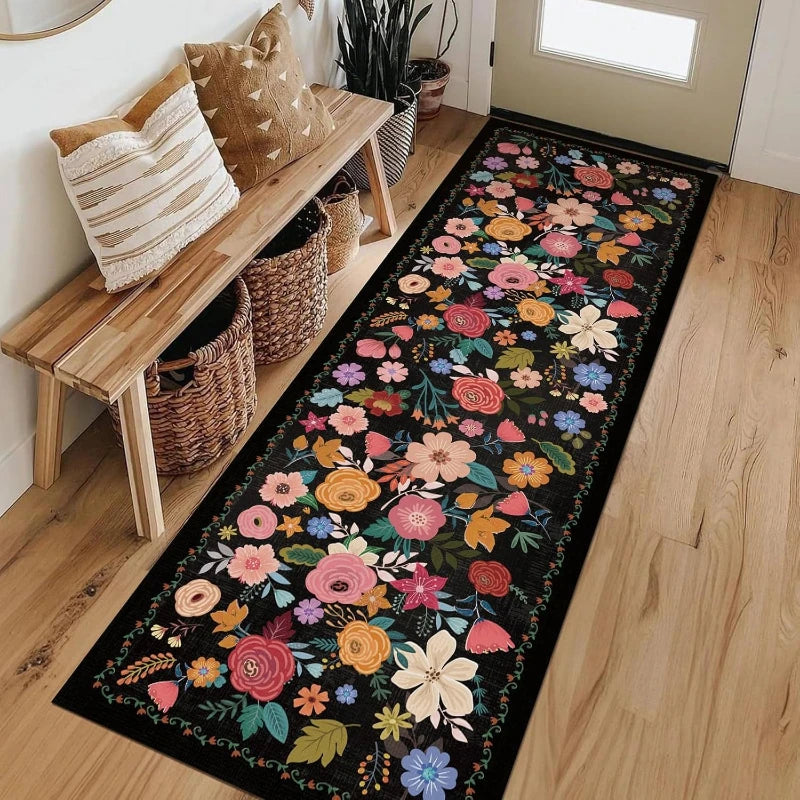 Navak Carpet Bohemian Style Carpets for Living Room Flower Pattern Bedroom Decor Carpet Thick Washable Lounge Floor Mat Fluffy Soft Study Rug