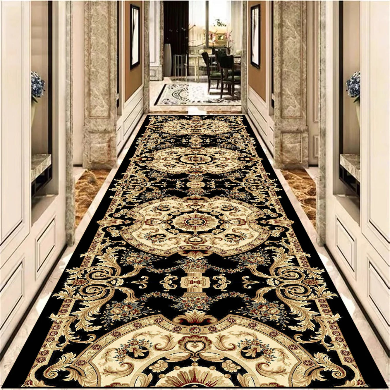 Navak Carpet European Decoration Long Corridor Carpet Gorgeous Hallway Carpets Non-slip Stairway Rug Home Runner Aisle Floor Mat Customizable