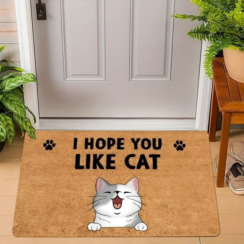 Navak Carpet Cute Cats Print Welcome Doormat Non-Slip Machine Washable Carpet for Living Room Bedroom Bathroom Kitchen and Laundry Rug