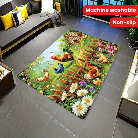Navak Carpet 1PC Chicken Pattern Kitchen Rugs Non-Slip Home Door Mats Pop design Bathroom Rugs Bath Mat Carpet for Home Sink Laundry Decor