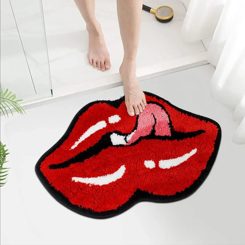 Navak Carpet Exclusive Picks Upgraded Material Sexy Red Lips Bathroom Carpet Bathroom Non-slip Mats Bedroom Living Room Kitchen Decorative Rug