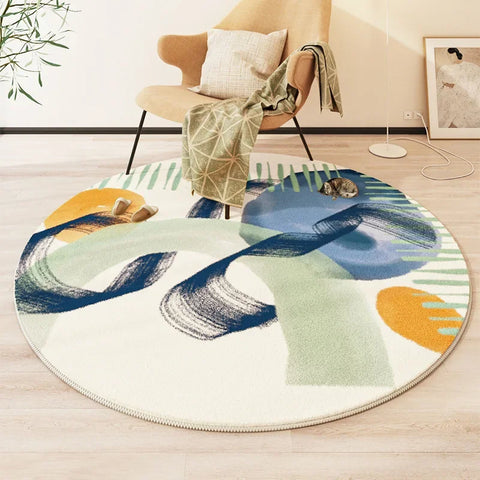 Navak Carpet Exclusive Picks Modern Style Round Living Room Carpet Children's Room Bedroom Crawling Mat Non-slip Bed Blanket Thick Washable Mat