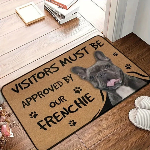 Navak Carpet French Bulldog Anti Slip DoorMat Interesting "Visitor Must Be Approved" Welcome Felt Rug Polyester Decorative Living Room Carpet