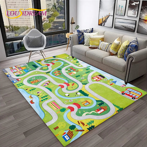 Navak Carpet Child Playmat Traffic Highway City Playroom Carpet Rug for Home Living Room Bedroom Doormat Decor, Area Rug Non-slip Floor Mat