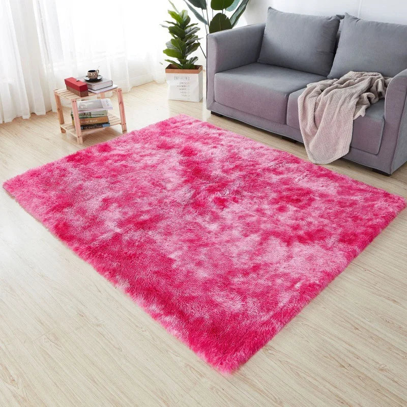 Navak Carpet Soft Long Plush Bedroom Rug Living Room Fluffy Gradient Carpet Mats Tie Dyeing Floor Carpets Bay Window Home Decor Rugs