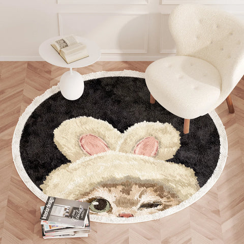 Navak Carpet Cartoon Style Bedroom Decor Carpet Cute Round Carpets for Living Room Thicken Plush Children's Rug Fluffy Soft Bedside Floor Mat