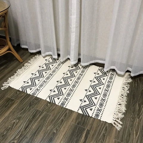 Navak Carpet Nordic Cotton and Linen Carpet Home Living Room Sofa Coffee Table Blanket Bedroom Bedside Floor Mat Door Mat Machine Washable