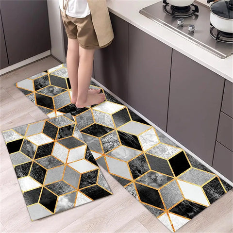 Navak Carpet Marble Pattern Kitchen Floor Mats Non-Slip Doormat for Home Decorative Entrance Rug Modern Simple Style Washable Alfombra Rugs