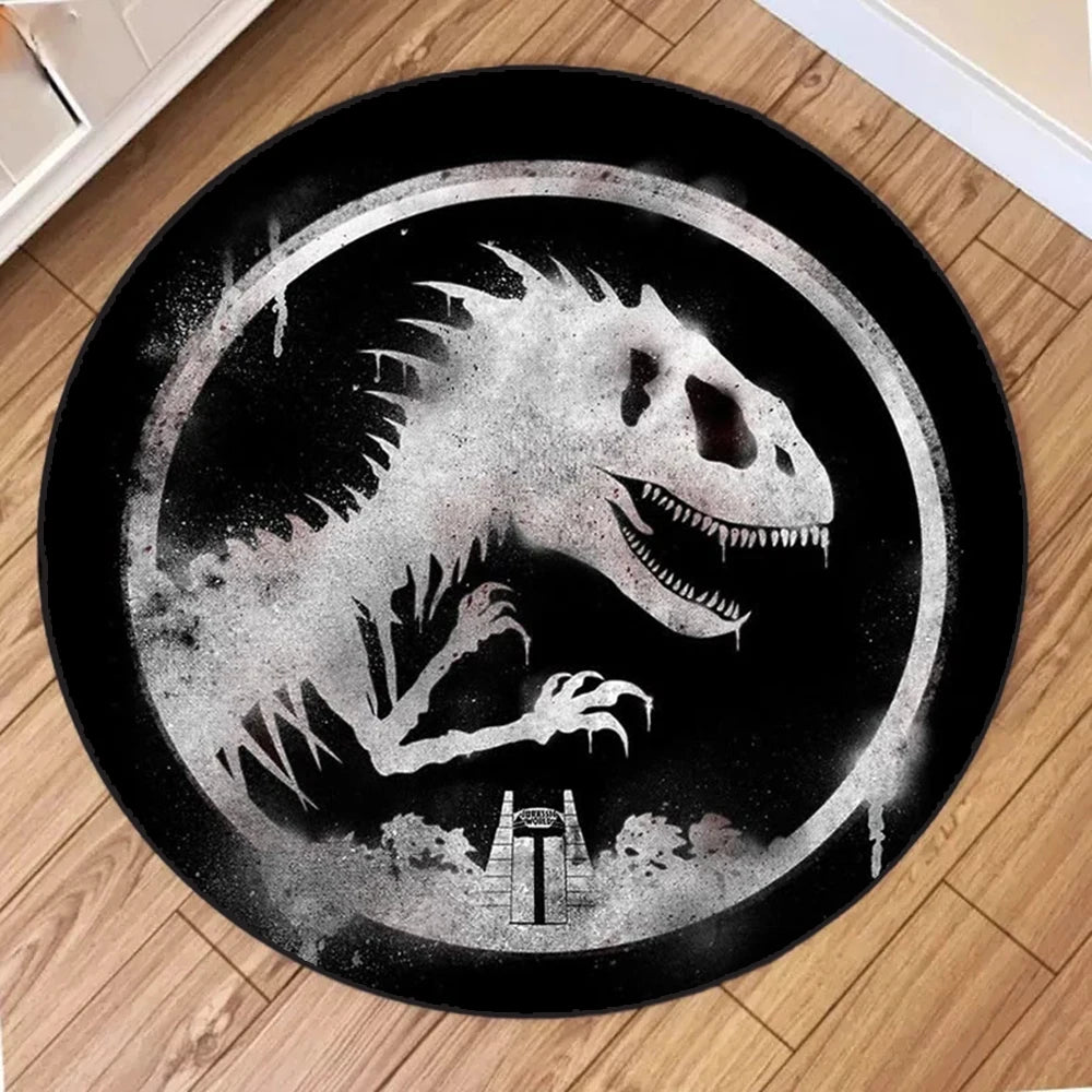 Navak Carpet Cartoon Dinosaur Print Round Carpet Non Slip Circular Rugs for Children Bedroom Decor Home Living Room Sofa Balcony Hallway Mat