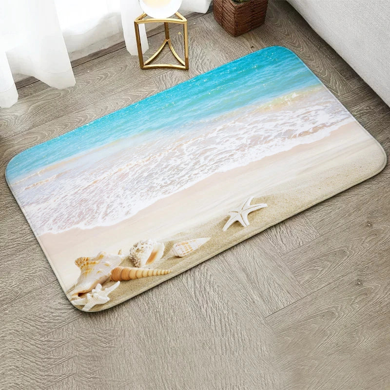 Navak Carpet Fun Starfish Shark Beach Ocean Elements Welcome Floor Mat Entrance Doormats Kitchen Rug Home Decor Anti-slip Washable Carpet