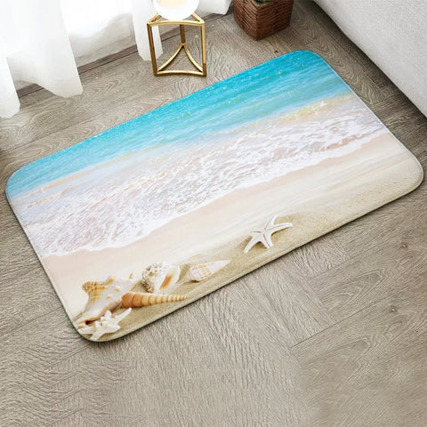Navak Carpet Fun Starfish Shark Beach Ocean Elements Welcome Floor Mat Entrance Doormats Kitchen Rug Home Decor Anti-slip Washable Carpet