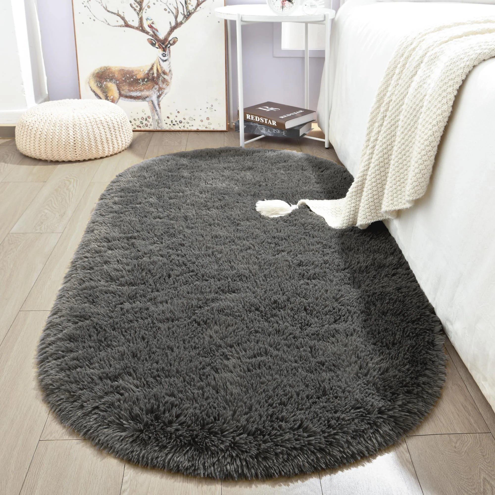 Navak Carpet Fluffy Plush Carpet Ellipse for Children’S Bedroom Living Room Sofa Area Rugs Balcony Soft Silky Carpet Girl Room Home Decor