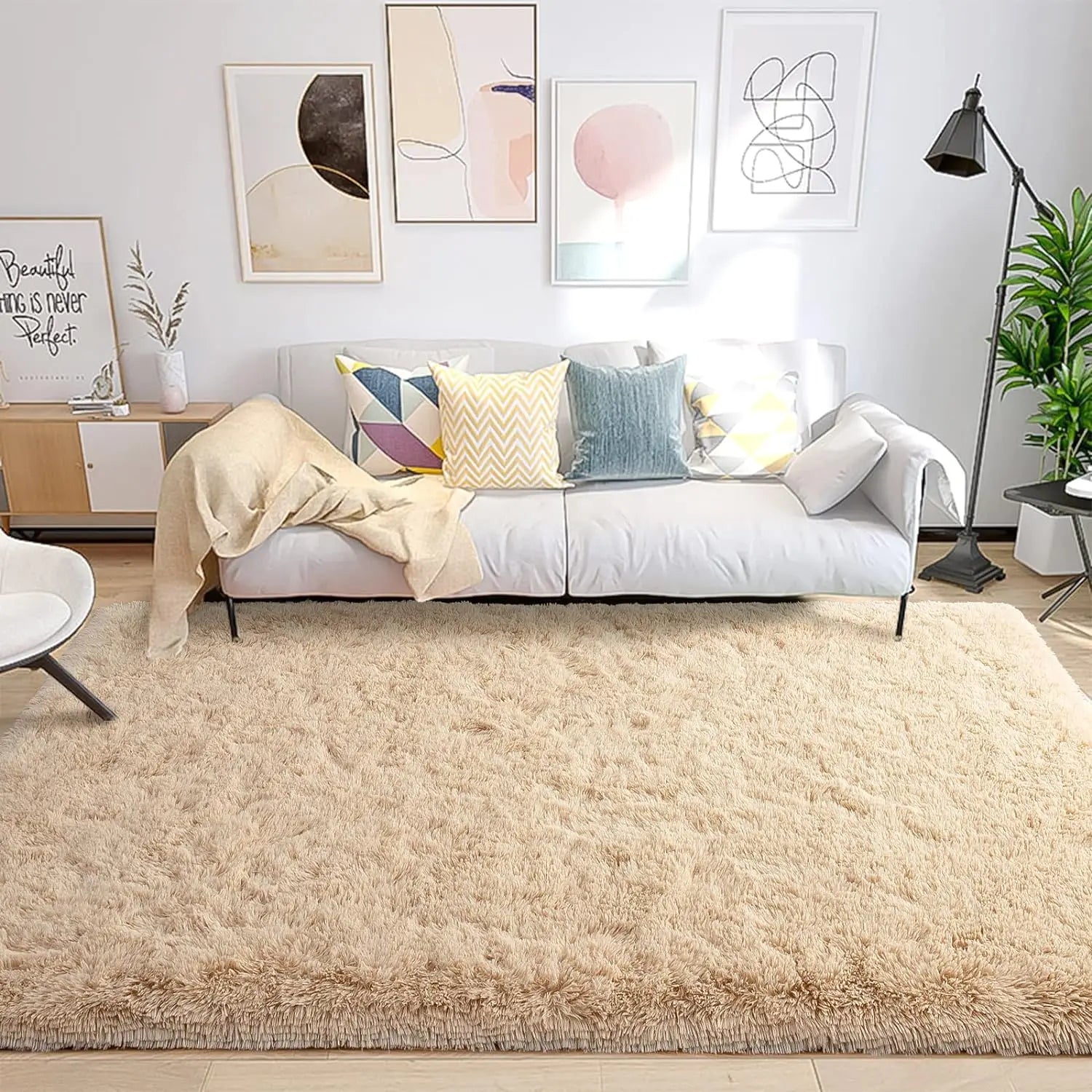 Navak Carpet Silk Wool Carpet Living Room Plush Rug Bed Room Floor Fluffy Mats Non-slip Home Decor Soft Velvet Carpet Kids Room Blankets