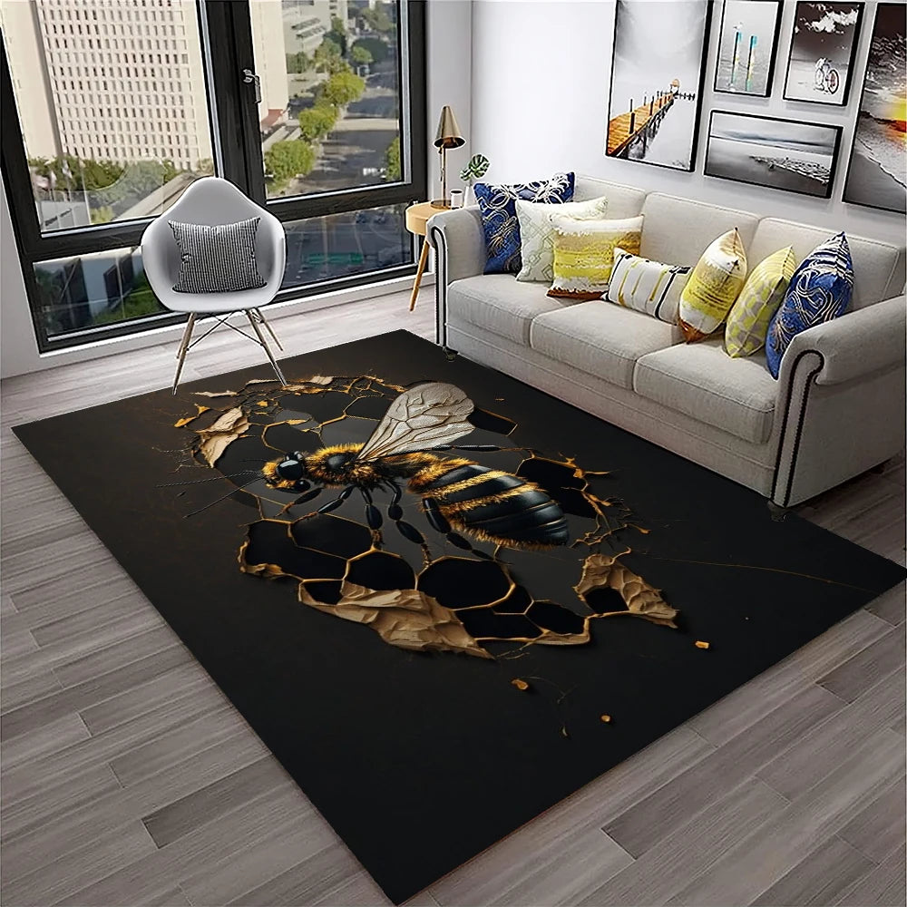 Navak Carpet Cute Bee HoneyBee Insect Cartoon 3D Carpet Rug for Home Living Room Bedroom Sofa Doormat Decor,kids Area Rug Non-slip Floor Mat