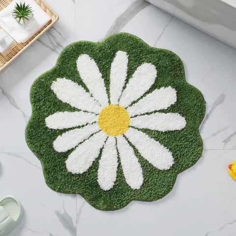 Navak Carpet Non Slip Flower Rug Flocking Tufted Daisy Bath Door Mat Imitation Cashmere Washable Baby Crawling Carpet Bedroom Living Room