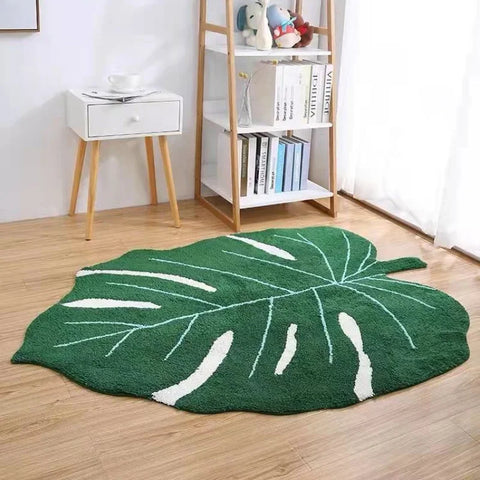 Navak Carpet Top Quality Ins Irregular Leaf Soft Carpet Coffee Table Carpets Living Room Decoration Bedroom Green Mats Kids Bedside Area Rug