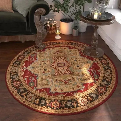 Navak Carpet Moroccan Floral Round Carpet, Washable For Living Room & Dining