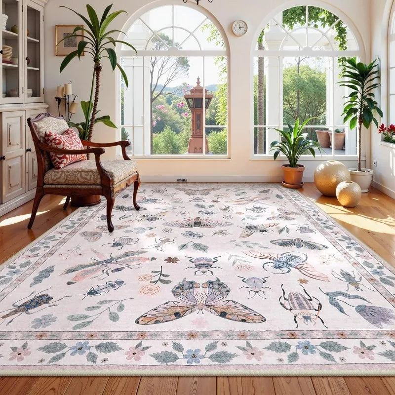 Navak Carpet Retro Animal Print Living Room Carpet Fashion Bedroom Bedside Rug Foldable Machine Washable Sofa Coffee Table Floor Mat Ковер 러그