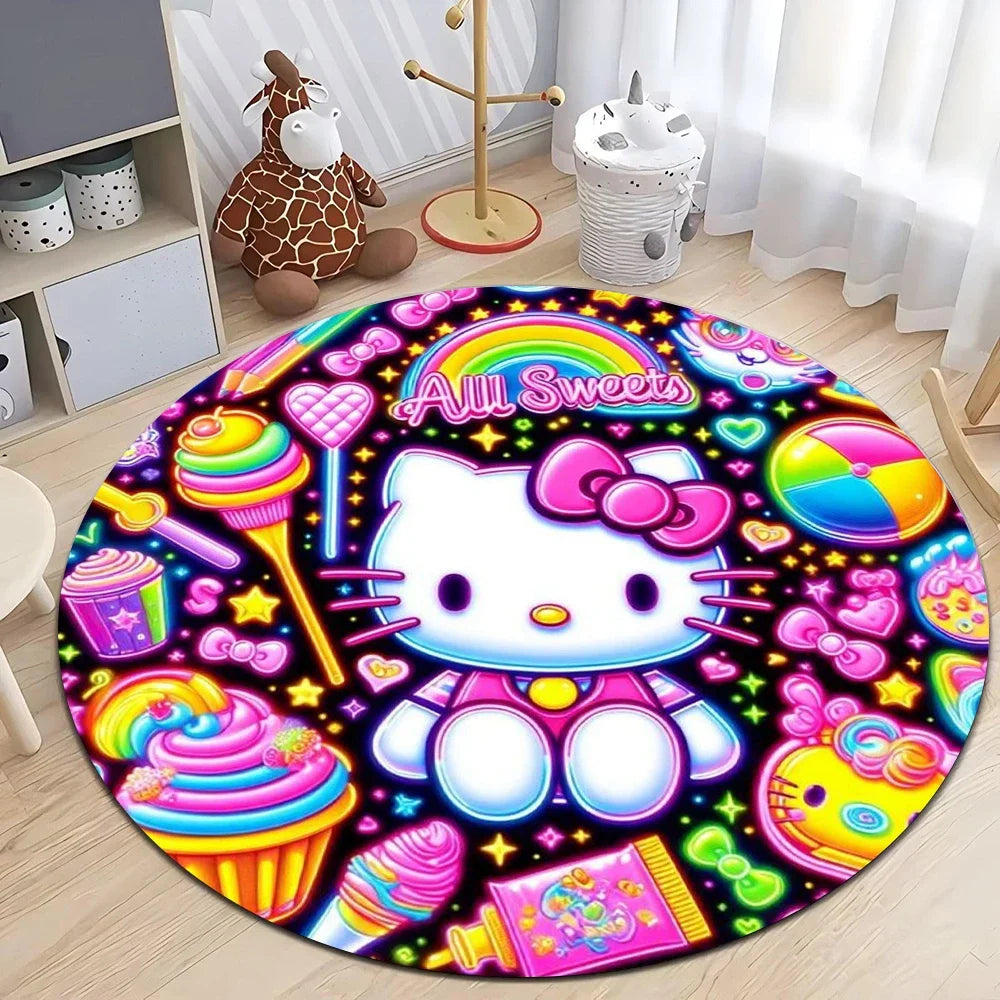Navak Carpet Daily Picks Sanrio Hello Kitty Carpet Living Room Children's Crawling Mat Round Rug Living Room Area Rug Games Washroom Floor Mat