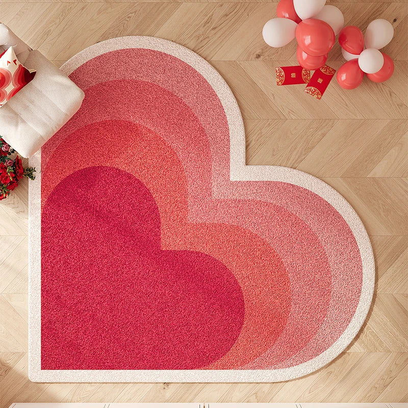 Navak Carpet Heart Shape Rugs for Bedroom Fluffy Soft Bedside Floor Mat Thick Plush Living Room Decoration Red Carpet Washable Cloakroom Rug