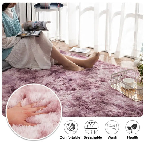 Navak Carpet Tie-dyed New Non Slip Imitation Wool Long Hair Carpet Floor Protection Bedroom Mats Faux Fur Sheepskin Rug Soft Rugs