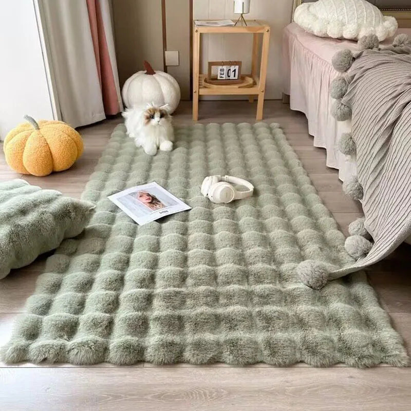Navak Carpet 1Pc Bubble Plush Carpet For Home Decor Imitation Rabbit Hair Balcony Cushion Kids Living Room Faux Fur Rug Girl Bedroom Foot Mat