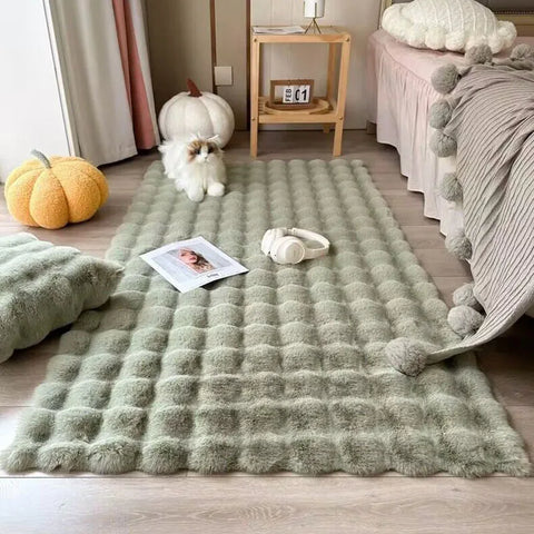 Navak Carpet 1Pc Bubble Plush Carpet For Home Decor Imitation Rabbit Hair Balcony Cushion Kids Living Room Faux Fur Rug Girl Bedroom Foot Mat