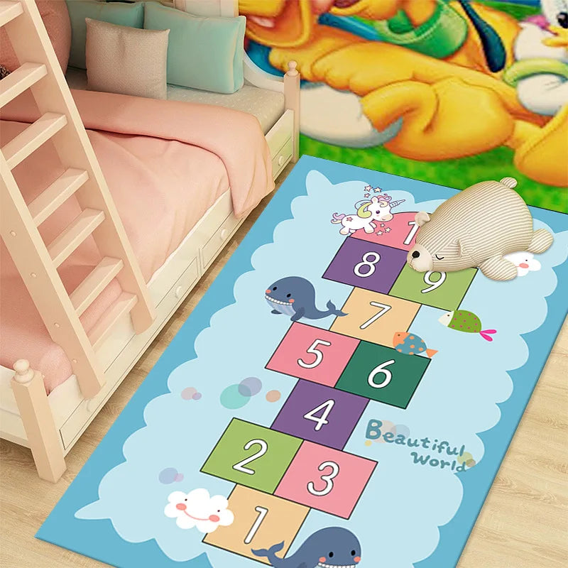 Navak Carpet Cartoon Hopscotch Flannel Carpet for Bedroom Living Room Bedside Girl Room Floor Mats Home Decor Layout Sofa Cushion Rug