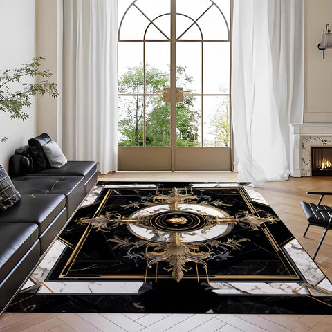 Navak Carpet Nordic Marble Print Area Rug for Living Room in Front of Sofa Non-Slip Modern Floor Mat for Bedroom