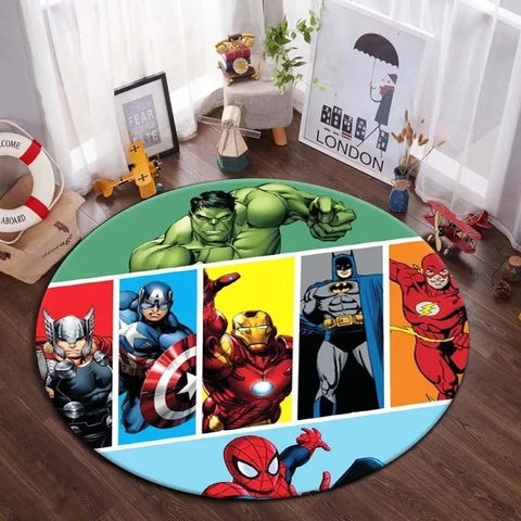 Navak Carpet Daily Picks DISNEY Marvel The Avengers Round Carpet Anime Rug Non-Slip Play Mat Cute Floor Rugs For Living Room Bedroom Kids Mats