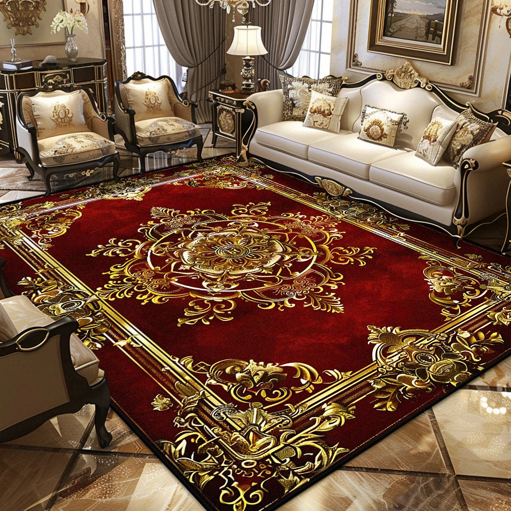 Navak Carpet Luxury Persian Retro Carpet European Decoration Easy Clean Non-slip Living Room Large Rugs Bedroom Cloakroom Washable Soft Mat